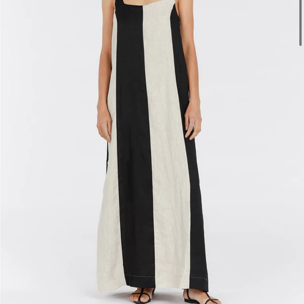 DISSH Black and Cream Striped Maxi Dress